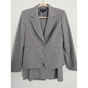 Evan Picone Women’s 2 Pc Gray Skirt Suit Set Size 8 Blazer Pencil Skirt